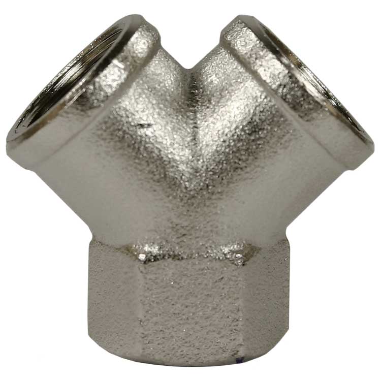 Y-Stück 1/4 IG Messing vernickelt