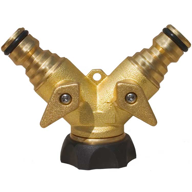 Hahnstück 3/4"IG Messing/Gummi mit 2 Ausgängen