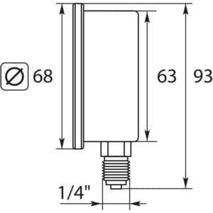 Manometer 0-25 U 63 mm 1/4AG – Bild 2