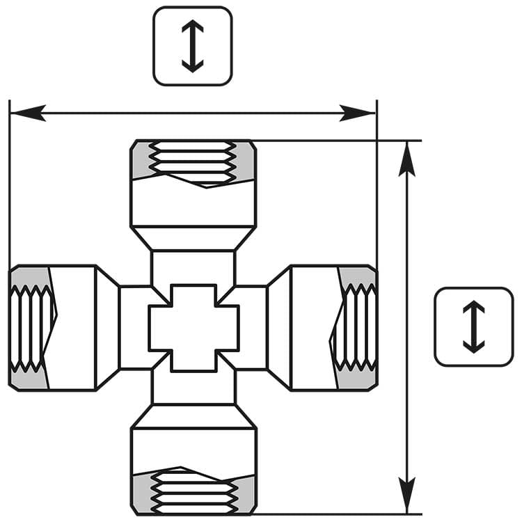 Kreuzstück 1/4 IG Messing vernickelt – Bild 3