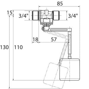 Schwimmerventil AK 3/4"AG+PE-Schaum DN10 – Bild 2