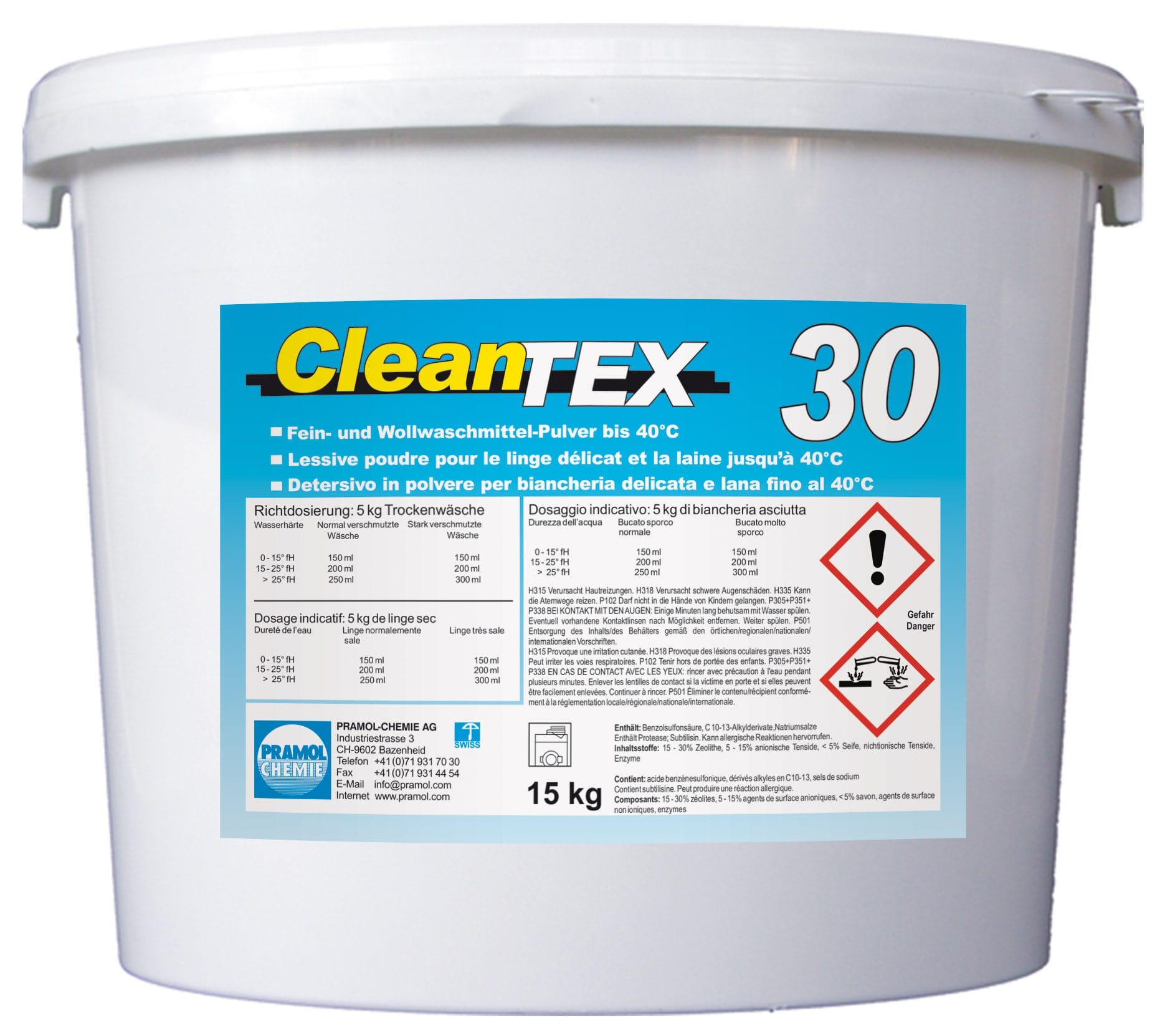 CleanTEX 30 15 kg - Fein und Wollwaschmittel Pulver