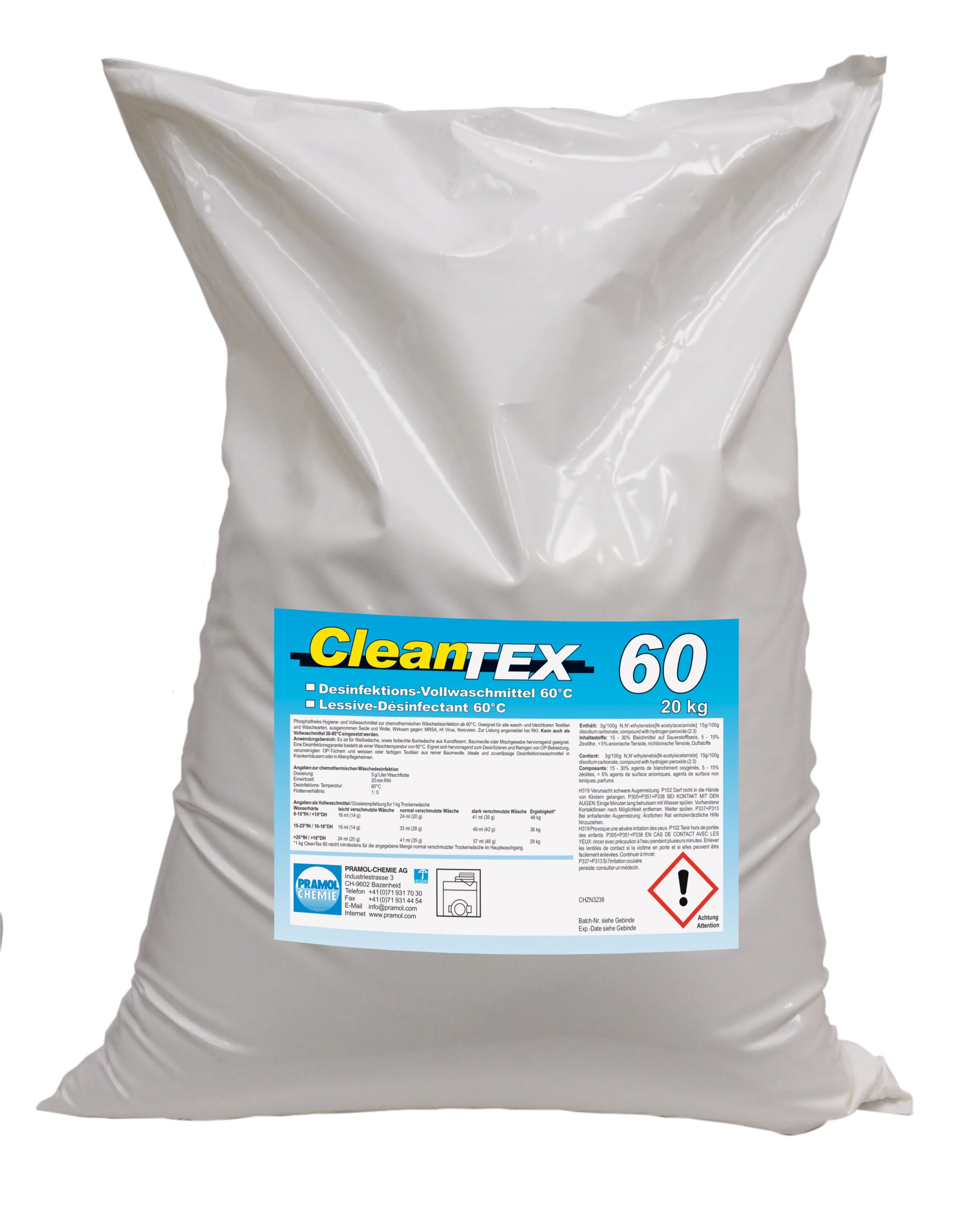 CleanTEX 60 20 kg - Desinfektions Vollwaschmittel 60C