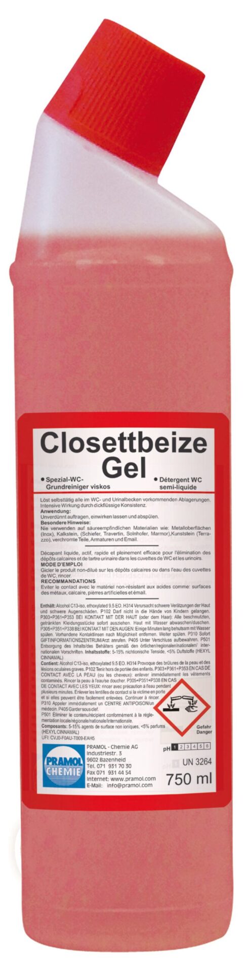 Closettbeize Gel 750 ml - WC Gel gegen Kalk und Urinstein