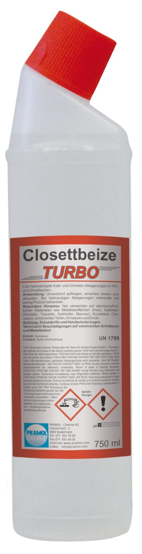 Closettbeize Turbo 750 ml - WC Reiniger Turbo gegen Urinstein