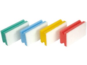 NuScrub Basic Padschwamm mit Griff, 10 Stk. blau / weiss – Bild 1