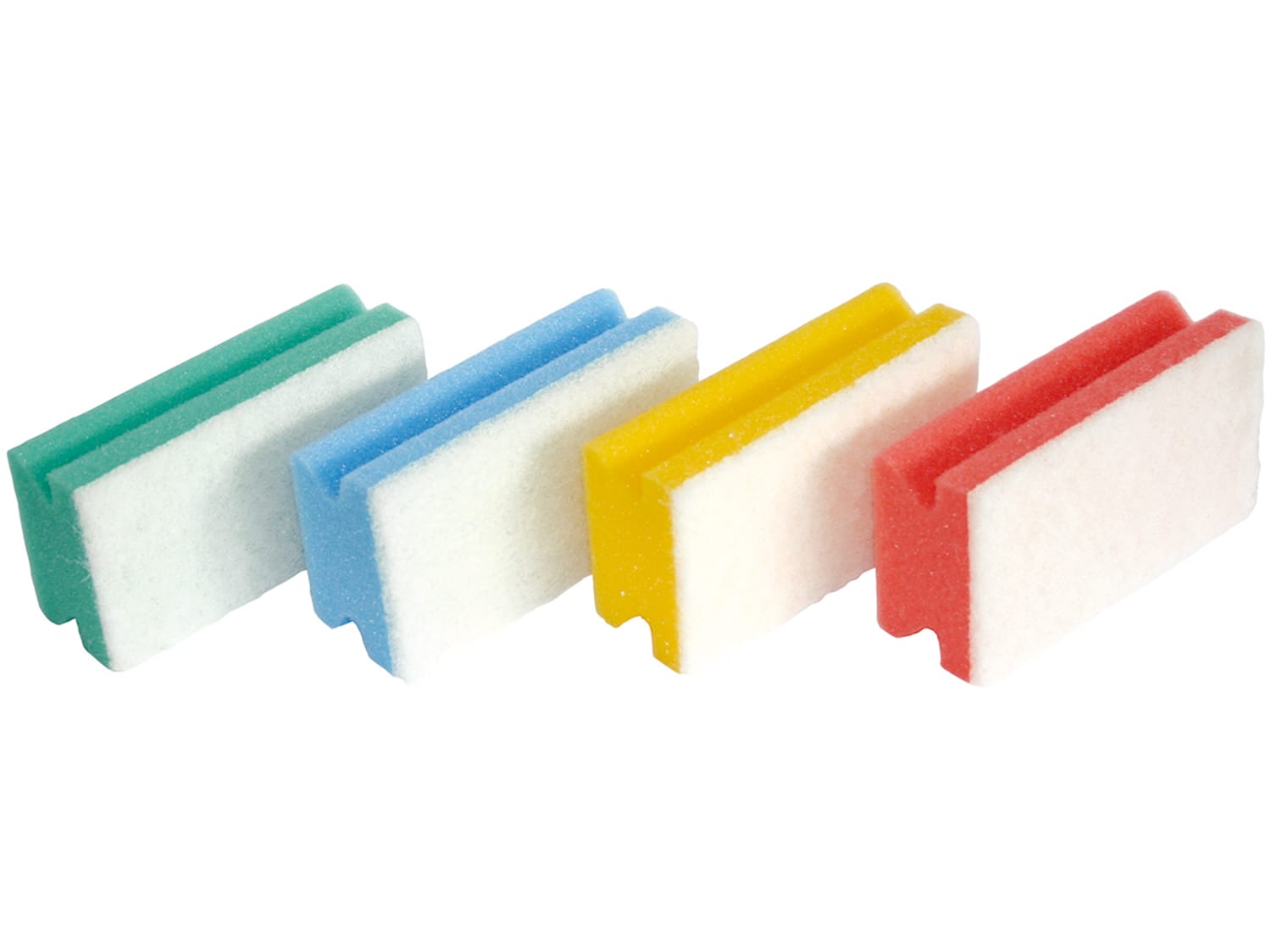 NuScrub Basic Padschwamm mit Griff, 10 Stk. gelb / grün