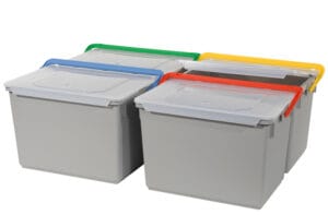 10-Liter Eimer, grau mit farbcodiertem Henkel rot – Bild 1