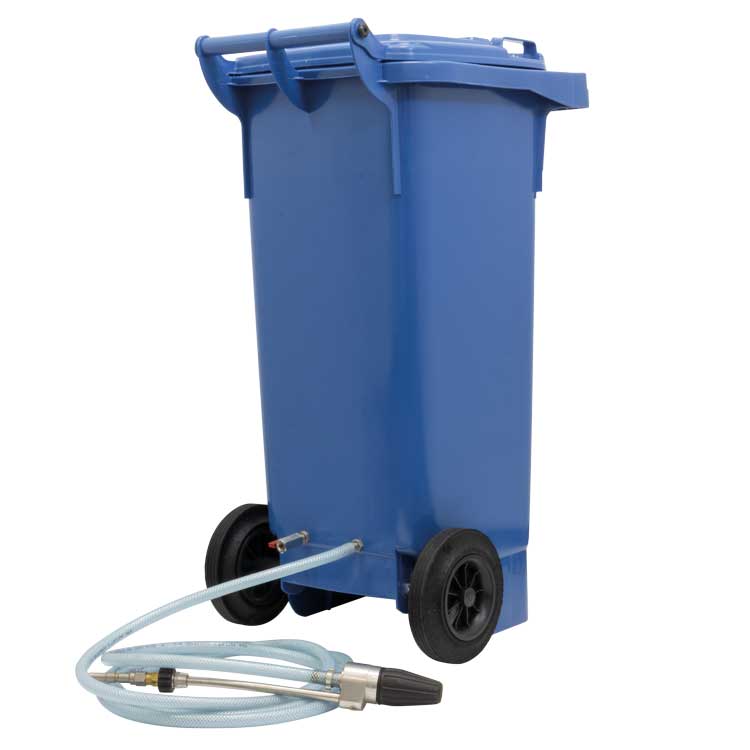 Strahlguttonne 80 Liter blau mit Ansaugung