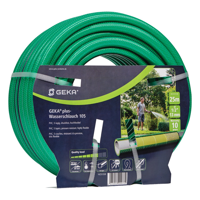 GEKA plus Wasserschlauch 105, 1/2" - 13 mm, 50 m PVC 5-lagig grün-grau