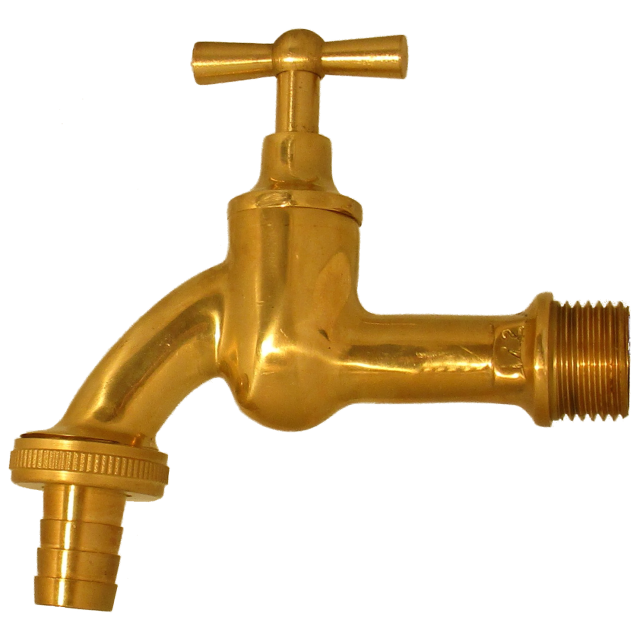 Wasserhahn, 1/2″, AG 1/2″, poliert mit Verschraubung