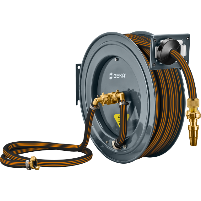 GEKA plus automatischer Schlauchaufroller PA20GSK, mit Gummischlauch 3/4" 15 m + 2 m und Armaturen