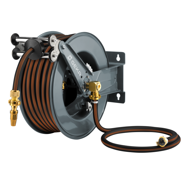 GEKA plus automatischer Schlauchaufroller PA30GSK, mit Gummischlauch 3/4" 25 m + 2 m und Armaturen