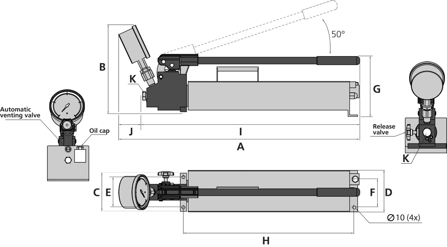 Reversible Handpumpe, 2-stufig 1800 bar 2.0l, Z G 1/4»