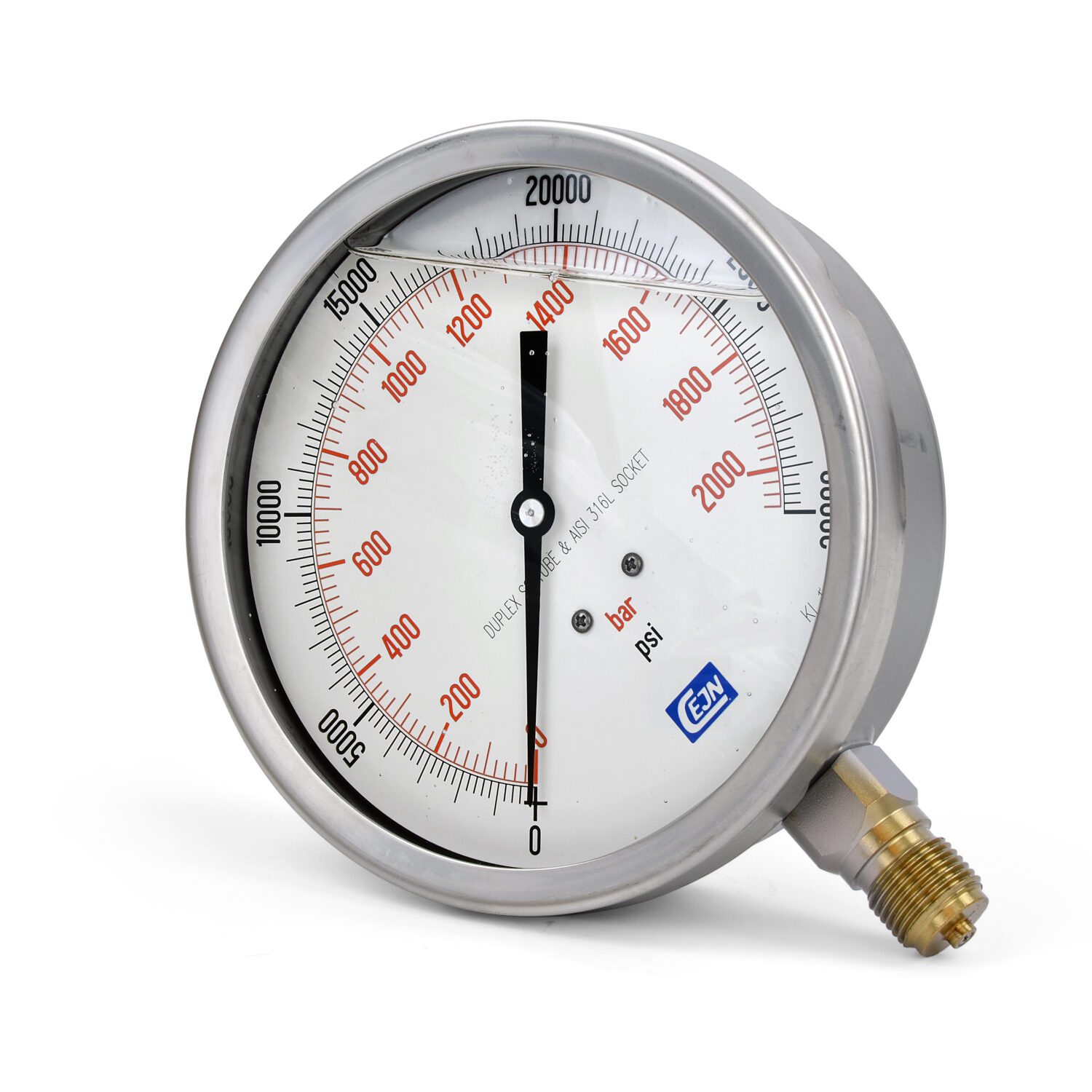 Manometer ø 150mm, 2000 bar, G 1/2″ AG , Anschluss unten