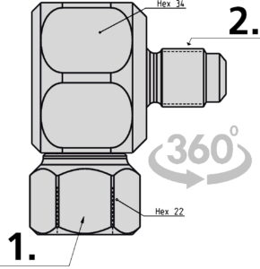 Adapter 90° drehbar, G 1/4" AG - G 1/4" IG – Bild 3