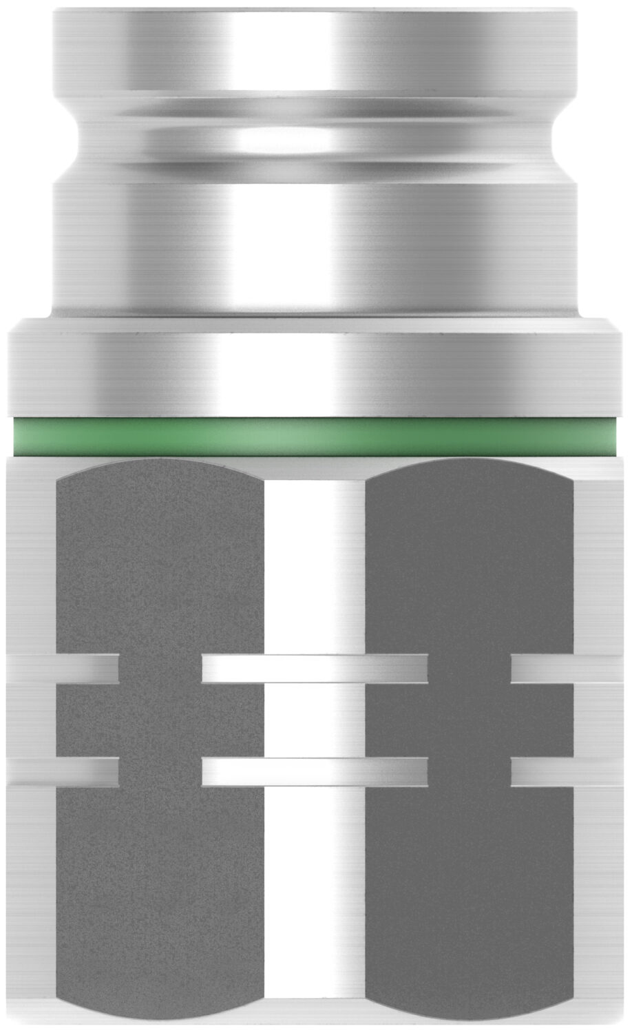 Nippel G 1″ IG, mit Ventil, FPM, grün, Edelstahl (SUVA geprüft)